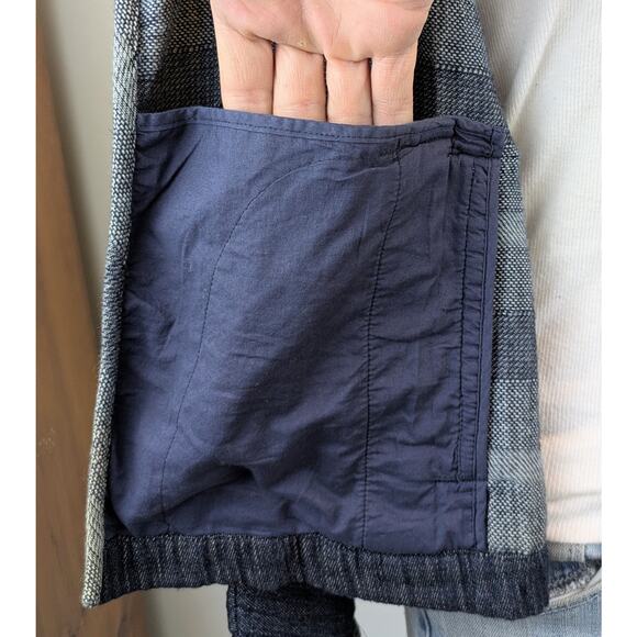 Eileen Fisher Organic Cotton Short Open Jacket Small Double Weave Indigo Denim - Picture 11 of 13